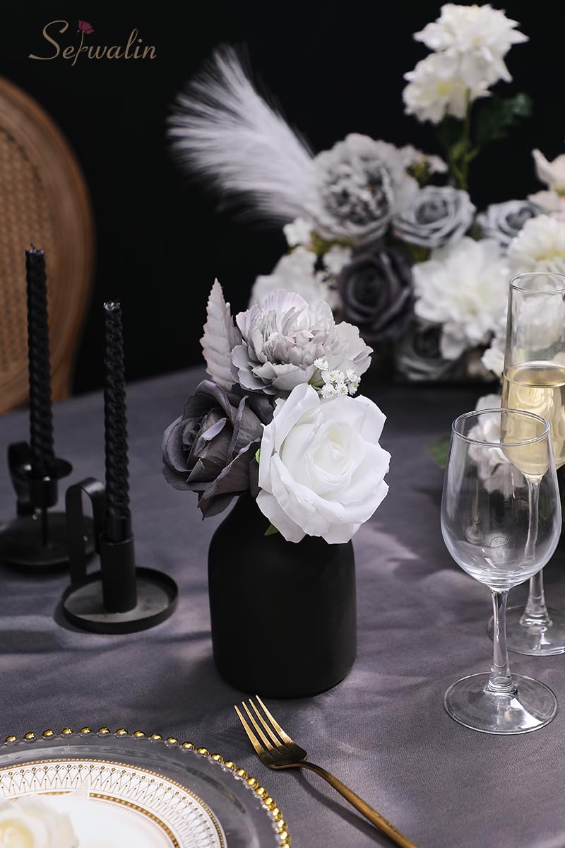 Amazon.com: Serwalin Grey Artificial Flowers Box Set, Silk Flowers